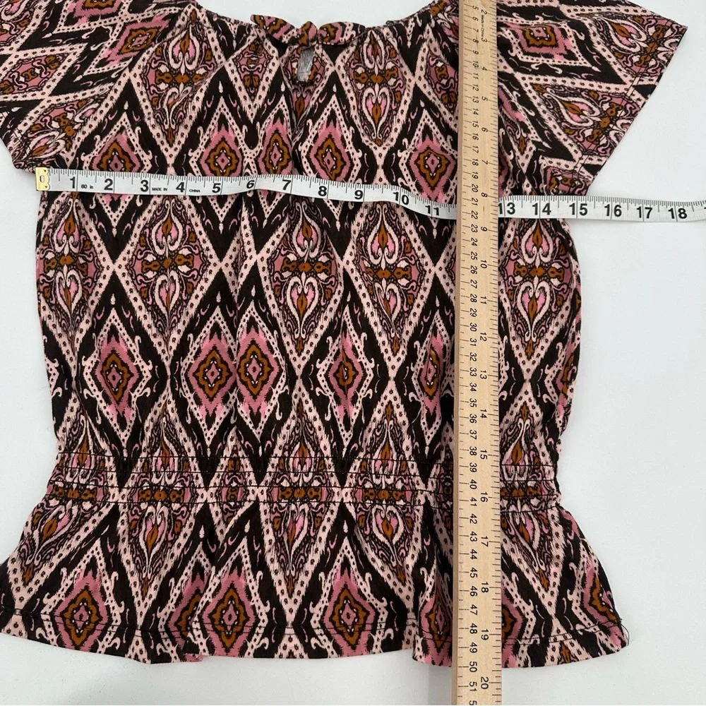 3/$15 Childrens Place Top Peplum Short Slv Tee Girls L 10/12 Kids Multicolor NWT